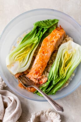 Glazed Salmon Rice Bowl with Bok Choy