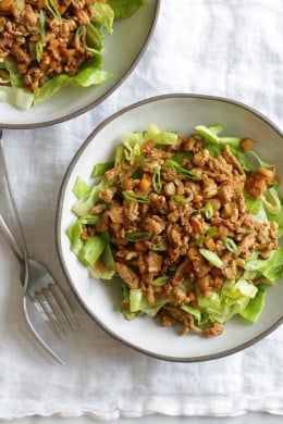 You know those yummy Asian Chicken Lettuce wraps often served as appetizers? Well this one is served over a big chopped salad! So tasty, and a great way to take an appetizer and turn it into a main dish salad!