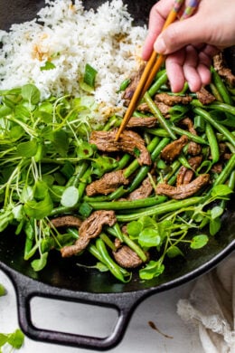 Beef Negimaki Stir Fry with Green Beans