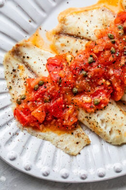 Broiled Tilapia with Tomato Caper Sauce