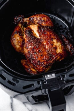 This Buttermilk-Marinated Air Fryer Whole Roasted Chicken comes out unbelievably juicy and delicious. It's so easy to make, just 3 ingredients!