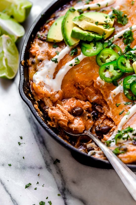 Cheesy Rotisserie Chicken Enchilada Skillet