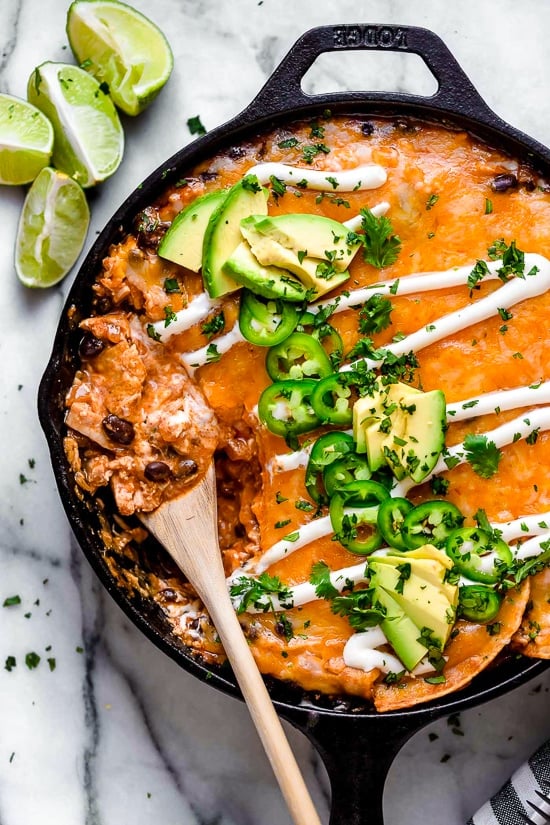 Cheesy Rotisserie Chicken Enchilada Skillet