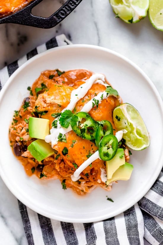 Cheesy Rotisserie Chicken Enchilada Skillet