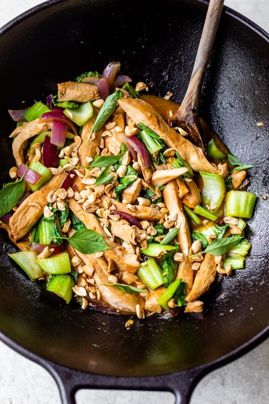 Chicken Stir Fry in a wok