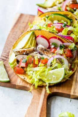 Grilled Chicken Tacos with Lettuce Slaw