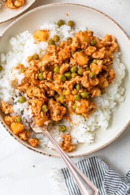 Ground Turkey with Potatoes and Peas