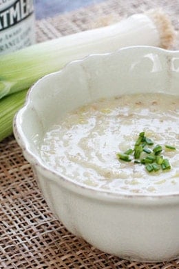 This classic Irish Oatmeal Leek soup also known as Brotchán Roy, traditionally served during Lent. I love the creamy texture of a hearty bowl of oatmeal soup – total comfort food!