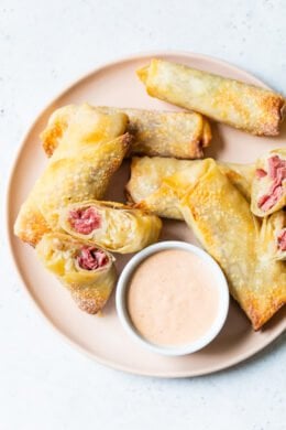 Pastrami Reuban Eggrolls with Russian Dressing.