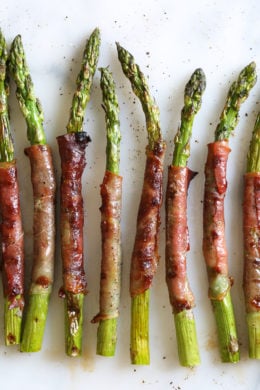 These 3-ingredient Prosciutto Wrapped Asparagus make a delicious side dish or a great addition to your charcuterie platter!