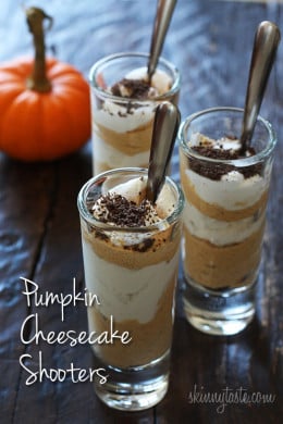 When you need a "little" treat, these delicious pumpkin cheesecake shooters are the perfect sweet fix. Perfect to serve at Halloween party or to add to your Thanksgiving table!