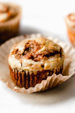 Pumpkin Cream Cheese Muffins are moist, delicious and perfectly spiced! A delicious fall breakfast treat made with canned pumpkin, pumpkin spice and a cream cheese swirl topping.