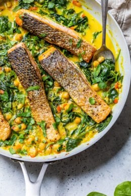 Salmon Coconut Curry with chickpeas