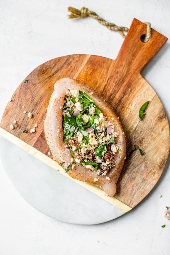 Spinach Tomato and Feta Stuffed Chicken Breast