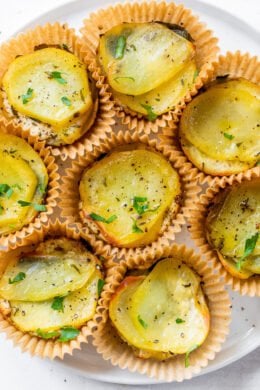 layered potato cups in muffin tin